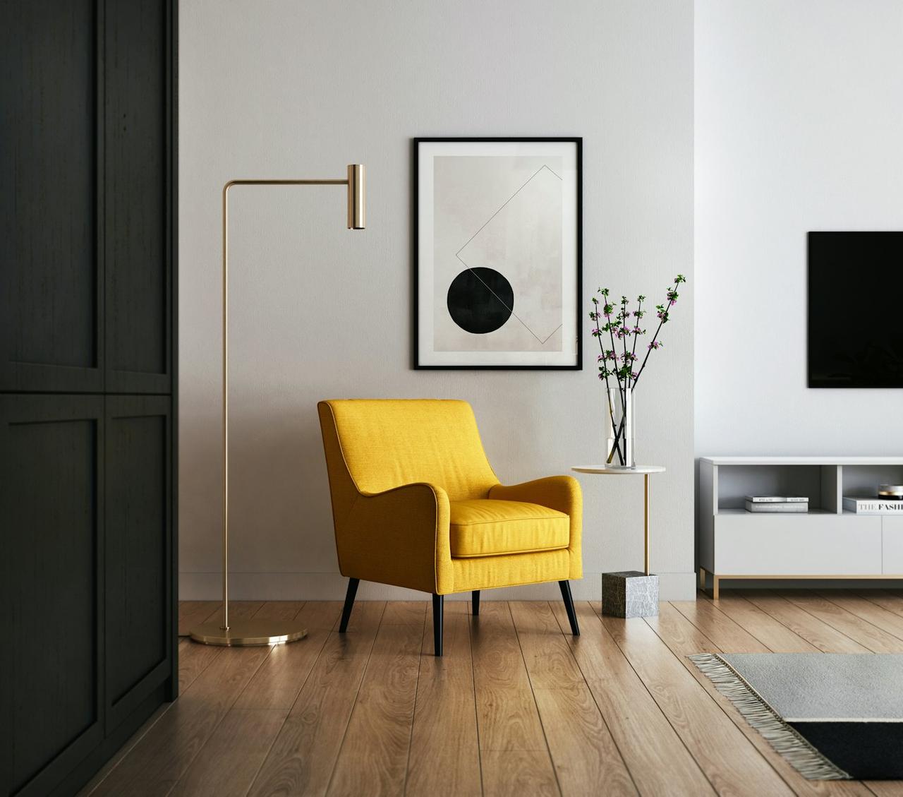 Interior dengan kursi kuning